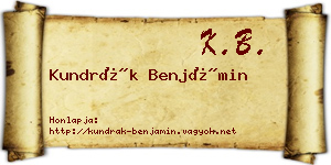 Kundrák Benjámin névjegykártya